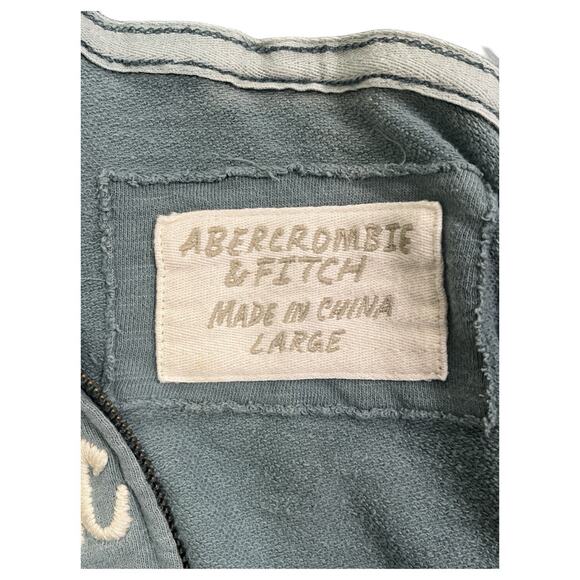 Vintage Abercrombie Fitch Womens Large Green Hoodie Full Zip Spell Out Retro Y2K - Picture 3 of 14